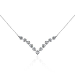 New Jewelry Luxury 18K White Gold Pendants Fashion Jewelry Round Cut 3.9mm Lab Grown Diamond Necklace Engagement Chain For Women