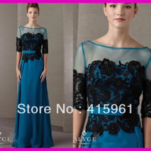 vestidos de novia vestido de madrinha Elegant Half Sleeve Lace Long Mother of the Bride Dresses for weddings evening Gowns