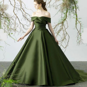 Emerald Green Off The Shoulder Sleeveless A-Line Evening Dress New Fashion Female Floor Length Party Prom Gowns