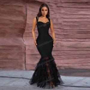 New Style Black Mermaid Sleeveless Satin Special Occasions Evening Dress Women’s Prom Birthday Party Gown Mother Dresses