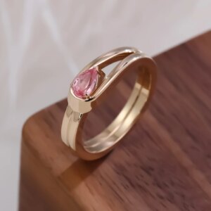 Provence solitaire ring wedding band for women 14K Solid Gold red Lab Gemstones Skeleton ring Engagement Personalized Custom