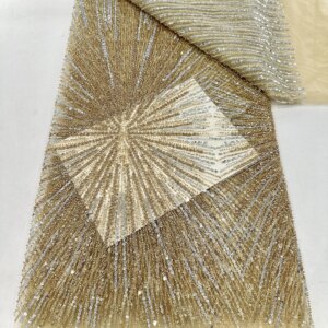 2025 Latest African Sequins Lace Fabric High Quality Embroidery 3D French Flower Beads Nigerian Net Lace For Wedding Party Dress