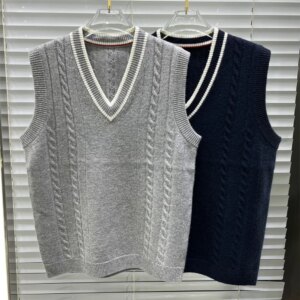 Autumn Winter Men’s Cashmere Knitted Vest V-neck Pullover Top’s Casual All-match Soft