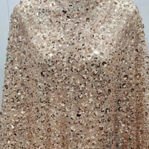 Luxury Heavy Sequins Lace Fabric Bridal Latest Mini Sequins Flowers Mesh Fabric Wedding Dress Evening Gown Lace