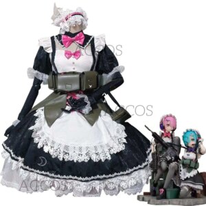 AGCOS Customized Ram Army Maid Cosplay Costume Woman Dresses Costumes Christmas Outfits Cosplay