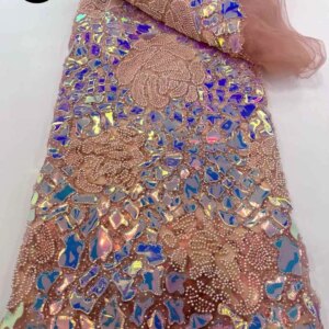 2025 African Nigerian Tulle Lace Fabric Sequins Sewing Beads Sequins Embroidery Dresses High Quality French Lace Fabric Wedding
