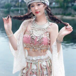 New Ethnic Minority Miao’ S Girl Exotic Improved Hanfu Skirt Suit Travel Photography Studio Set