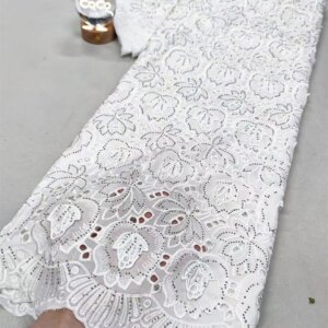 White Luxury Stones Lace High Quality Fabric 2025 French Lace Fabrics Embroidered Austria Organza Laces Fabric For Women A1035-1