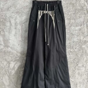 Owen Seak Men Bell-Bottoms Pants Cargo Sweatpants Cotton Casual Autumn Cross Black Very Oversized Long Pants Size XL