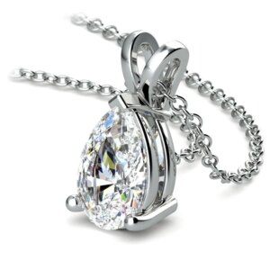 2.00 CTW AGI Certified PearCut LabGrown Diamond F VS Pendant in 14K White Gold