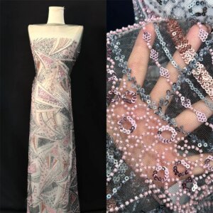 2025 High Quality African 5 Yards Net Lace Fabric French Bridal Luxury Embroidery Beaded Sequins Lace Fabric For Wedding