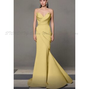 Pretty Evening Dresses Strapless A Line Sleeveless Floor Length High Quality Fit Special Occasion Prom Banquet Gowns Elegant