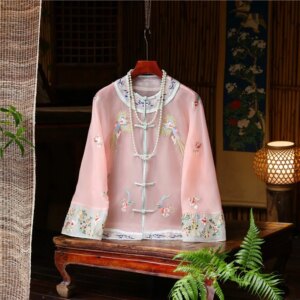 New Chinese women’s silk Hanfu embroidery disc
