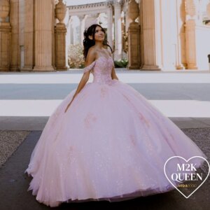 EVLAST Customized Pink Quinceanera Dress Ball Gown Off Shoulder Applique Crystal Beaded Sweet 16 Vestidos De 15 Anos SQ757
