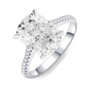 Provence 10K/14K/18K Moissanite Anniversary Rings for Women Cushion Cut 2.5CT D Color VVS1 Women’s Promise Rings GRA Certificate