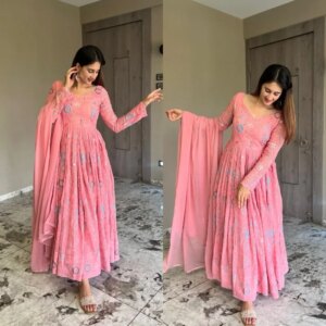Pink Gown Salwar Kameez Pakistani Indian Wedding Party Dress Polaroid Suit