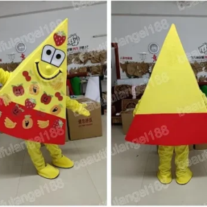 New Adult Hot Sale Foam Yellow Pizza Cake Doll Fancy Cartoon Mascot Costume Plush Christmas Fancy Dress Halloween Mascot Costume