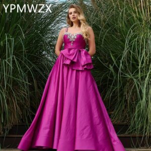 Customized Evening Dress Party Occasion Formal Prom Gown YPMWZX Strapless A-line Floor Length Skirts Fold Bespoke