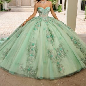 Green Shiny Quinceanera Dresses Ball Gown Off The Shoulder Applique Lace Beads Tull With Cape Party Birthday Sweet 16 Vestidos15