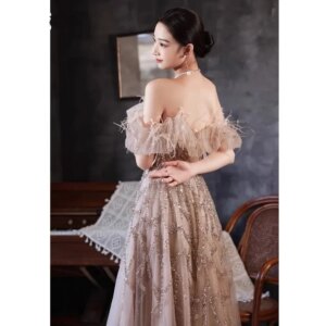 2024 Luxury Off Shoulder A Series Evening Dress Formal Dress Elegant Feather Elegant Ladies Party Sweetheart
