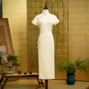 Flower Rose Heavy High Quality Real Silk Vintage Cheongsam Qipao Women’s Clothing Dress Style Daily Party Placket
