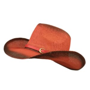 Men’s and women’s red belt outdoor leisure travel breathable shade sunscreen large eaves cool cowboy hats