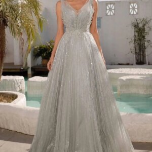 Customized  Exquisite Sequined Appliques Pleats Evening Dress Graceful A-Line Organza Sleeveless Party Gown vestidos pa