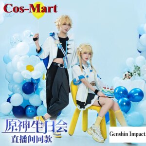Cos-Mart Game Genshin Impact Aether/Lumine Cosplay Costume The 2nd Anniversary Birthday Party Uniforms Role Play Clothing