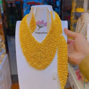 New Dubai 24K Gold Plated Necklace, Earrings, Bracelets for Women’s High End Wedding, Party, Ball Gifts, Jewelry Set YY10519