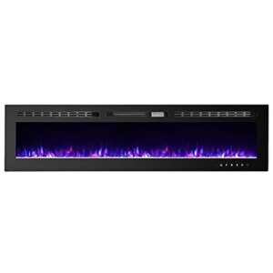 Recessed Wall Mounted Electric Fireplace Insert 70 Inch LED Fire Place Remote Control & Touch Screen Modern Home Decor In-wall