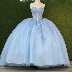 Sky Blue Shiny Princess Quinceanera Dresses Off Shoulder Applique Lace Beading Tull Sweet 16 Dress Ball Gown Vestidos 15 Anos
