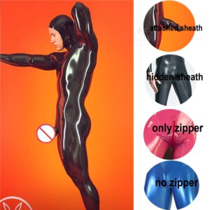 Latex Fetish rubber Natural suit Latex male Handmade Men catsuit Cosplay Costume bodysuit