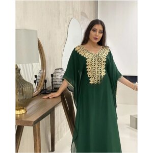 Luxury Bedded Crystal Work Moroccan Kaftan Wedding Bridesmaid Dress