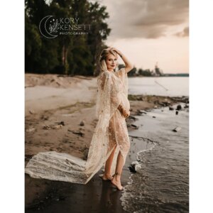 Don&Judy Boho Maternity Dresses Photoshoot Women’s Gowns Tulle Embroidered with Star Moon Dress For Pregnant Mother Photo Shoot