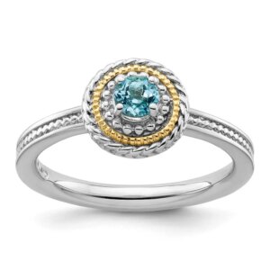 Sterling Silver and 14k Stackable Expressions Sterling Silver Blue Topaz Ring