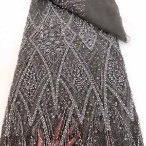 2025 New African French Nigerian High End Lace Fabric With Beads Sequins Mesh for Embroidery Wedding Party Bride Sewing Dress