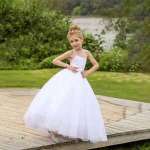 Pageant Dresses for Girls Flower Girl Dress Crossed Straps Lace Wedding Dresses Party Bridesmaid Ball Gown Princess Dress