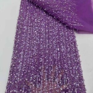 2025 New Arrival Luxury Handmade French Lace Sequins Beaded Fabric With Embroidery Flower Bride Lace For 5yards Women Dress