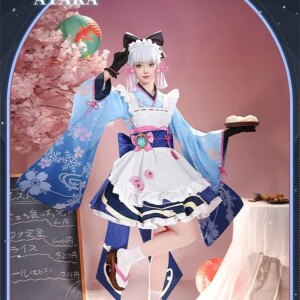 Kamisato Ayaka Kimono Maid Dress Game Genshin Impact Anime Women Girls Cosplay Costume Role Play Clothing Sizes S-XL 2024 New