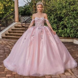 Customized Lotus root powder colorQuinceanera Dresses for Girl Birthday Off the Shoulder Pleat 3D Flowers Lacing up