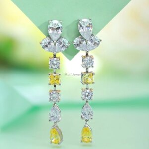 Ruif Light Luxury 925 Silver 4.23ct Crushe Ice Cutting Zirconia Earrings for Women Exquisite Sweet Temperament Girls Jewelry