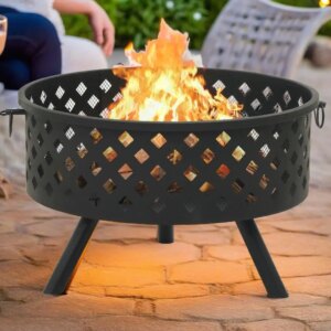 XXL 26.8 Steel Fire Pit with Poker – Durable Outdoor Fire Bowl for Backyard, Patio & Camping Use