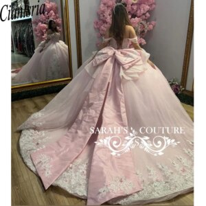 Pink Off Shoulder Princess Ball Gown Elegant Quinceanera Dress Classic Appliqué Sequin With Cape Sweet 16 Dress Vestido De