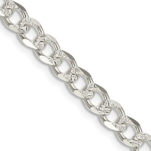 Sterling Silver 5.5mm Pav Curb Chain