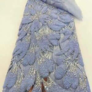 5 Yards African Sequins Beaded Lace Fabric Groom Embroidery French Mesh Sequins Lace Nigeria Tulle Lace For Wedding Party Sewing