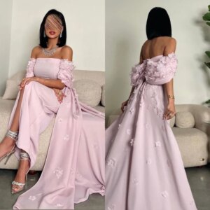 Little Daisy Customized Simple Modern Style Formal Evening Off The Shoulder A-line Appliquess Bespoke Occasion Dresses