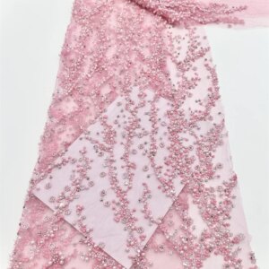 High-end Heavy Industry New Fashion Design Fabric Handmade Embroidery Net Lace Full Beads For Making Women Wedding Dress