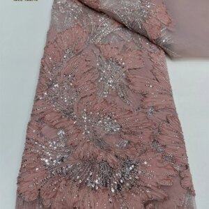 African 3D Lace Fabric 5 Yards Embroiderd Nigerian Sequins Lace Fabric 2025 High Quality Laces Groom Tulle French Lace For Dress