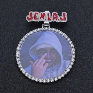 Custom Personlized Bail Big Photo Pendant 18k Gold Plated Men Hip Hop Picture Necklace Pendant Jewelry Gift Can Free Custom Logo