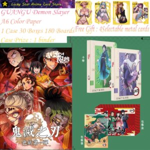 Demon Slayer Collection Cards GUANGU Demon Slayer A6 Color Paper Booster Box Rare Anime Playing Party Board Game Toys Gifts